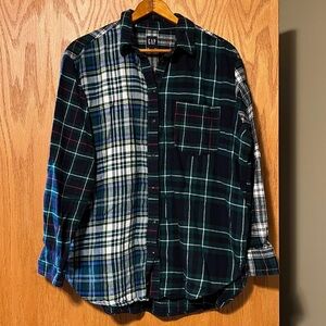 GAP Navy and Green Plaid Shirt